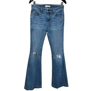 Abercrombie & Fitch Womens Flared Distressed Jeans W29 Blue Denim High Rise Inse